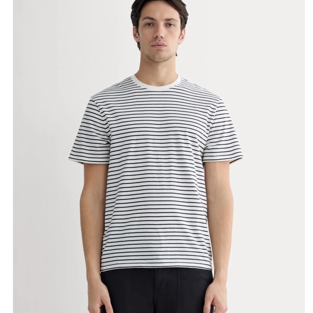 Everlane Uniform Mens XL Striped T-Shirt Black White Organic Cotton Crewneck
